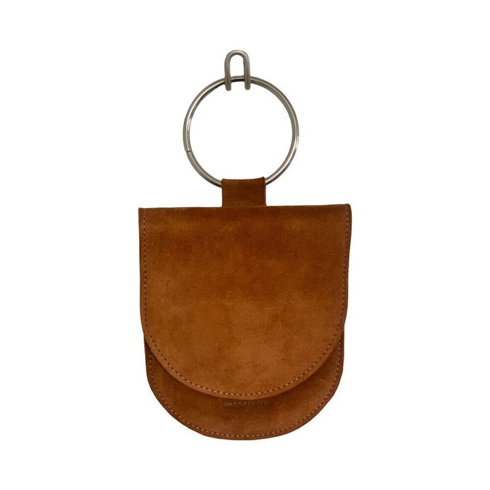 Lima Sagrada Tan Suede Ring Pouch Clutch - Handmade Natural Leather Bag